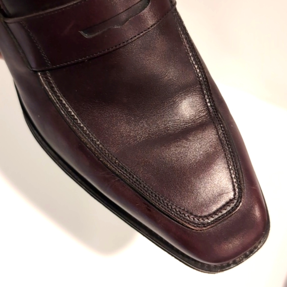 Salvatore Ferragamo Burgundy Brown Leather Penny Loafers Size 8 - Picture 13 of 15